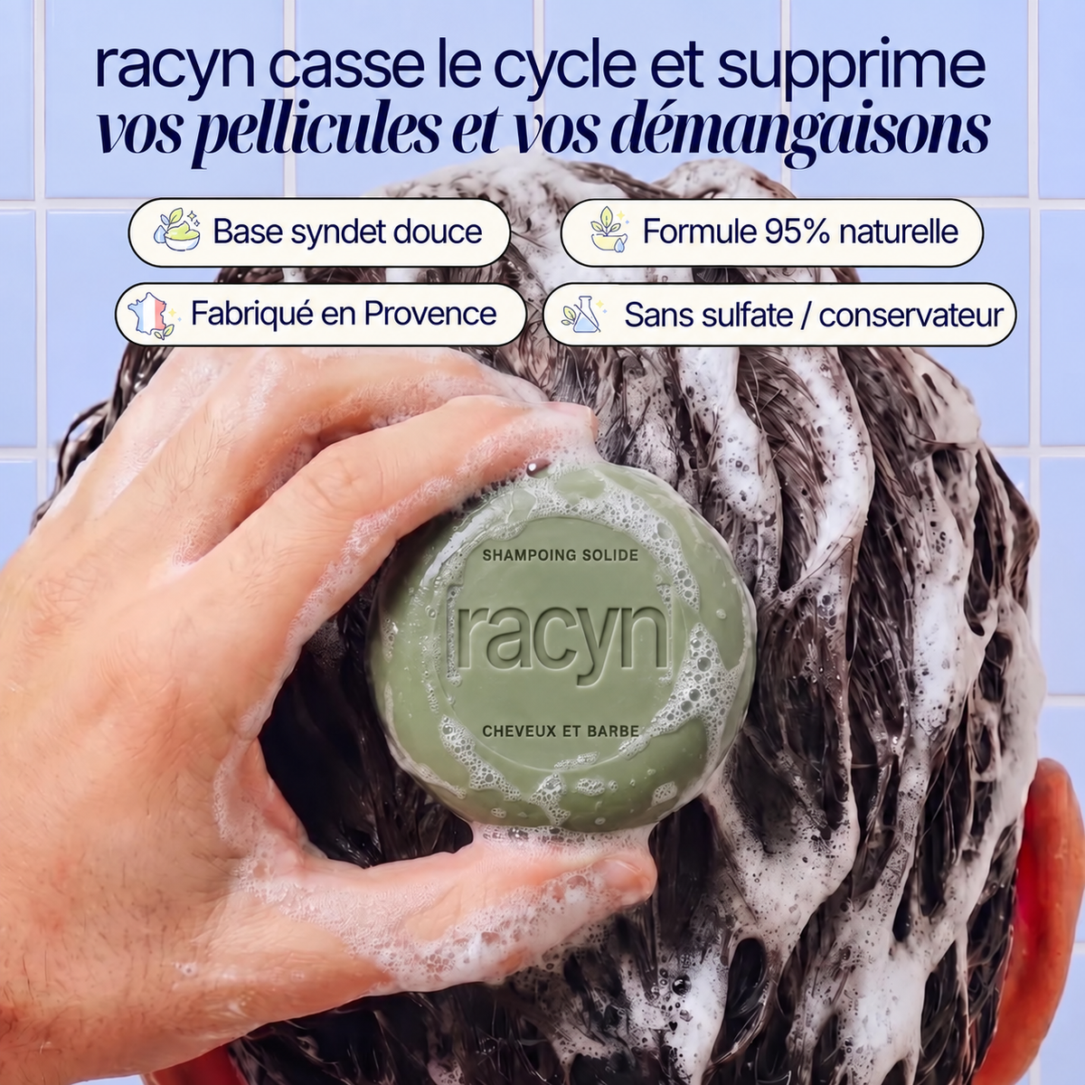 SHAMPOING SOLIDE ANTI-PELLICULAIRE · CHEVEUX & BARBE