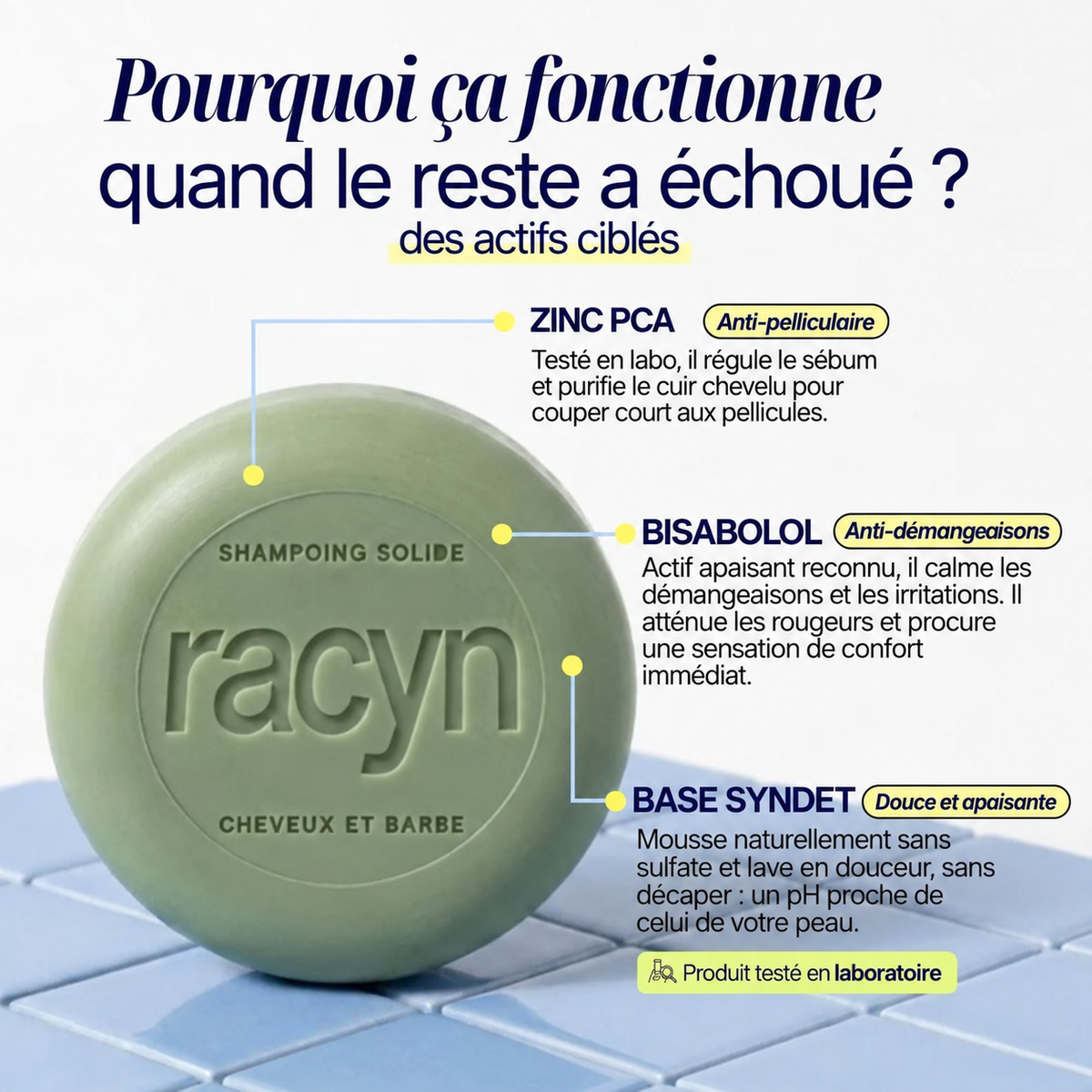 SHAMPOING SOLIDE ANTI-PELLICULAIRE · CHEVEUX & BARBE